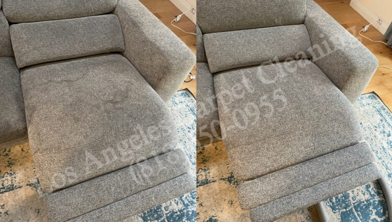 Before and After of Gray Recliner Cleaning
