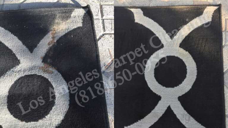 Before and After of Black and White Area Rug