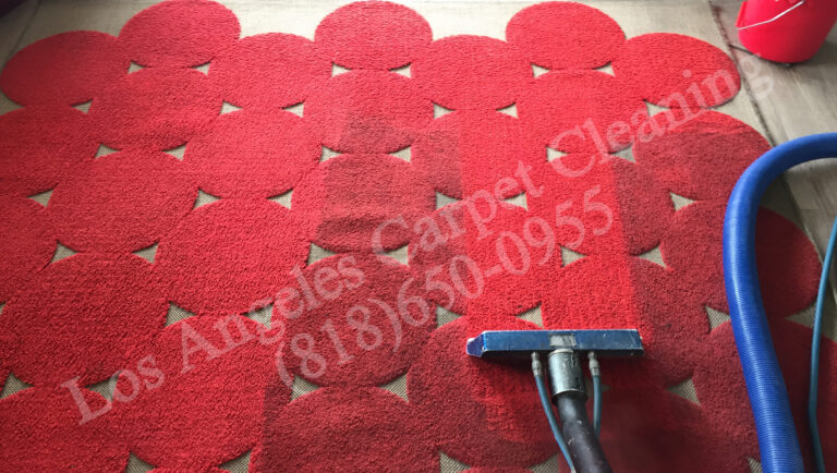 Area Rug Cleaning of Red Bubbly Shaped Rug