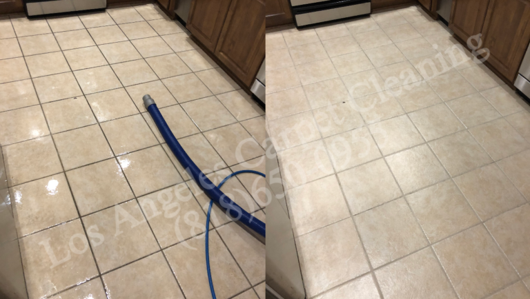 Close Up of Kitchen Tile and Grout Cleaning